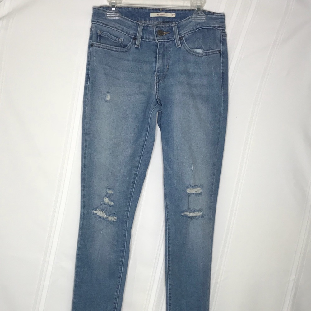 Levi’s 711 Skinny Ripped Distressed Stretch Jeans